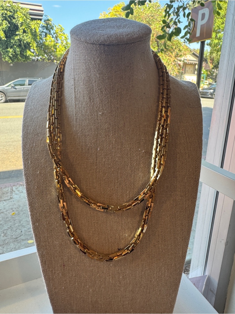 Monet Vintage Gold Multi-Strand Link Necklace - Extra Long 36”